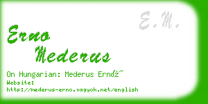 erno mederus business card